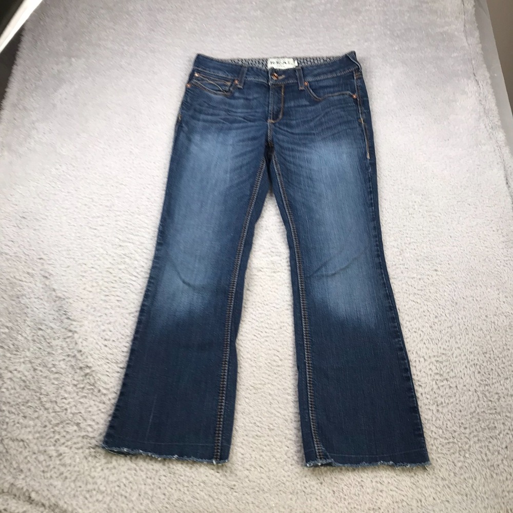 Ariat REAL Jeans Womens 31S (33x28) Perfect Rise Boot Unhemmed Stone Wash Denim